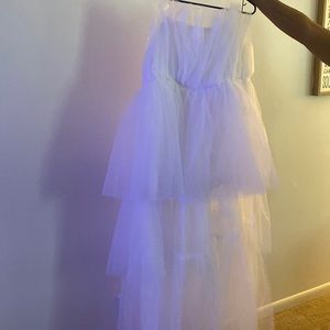 High low white tulle dress